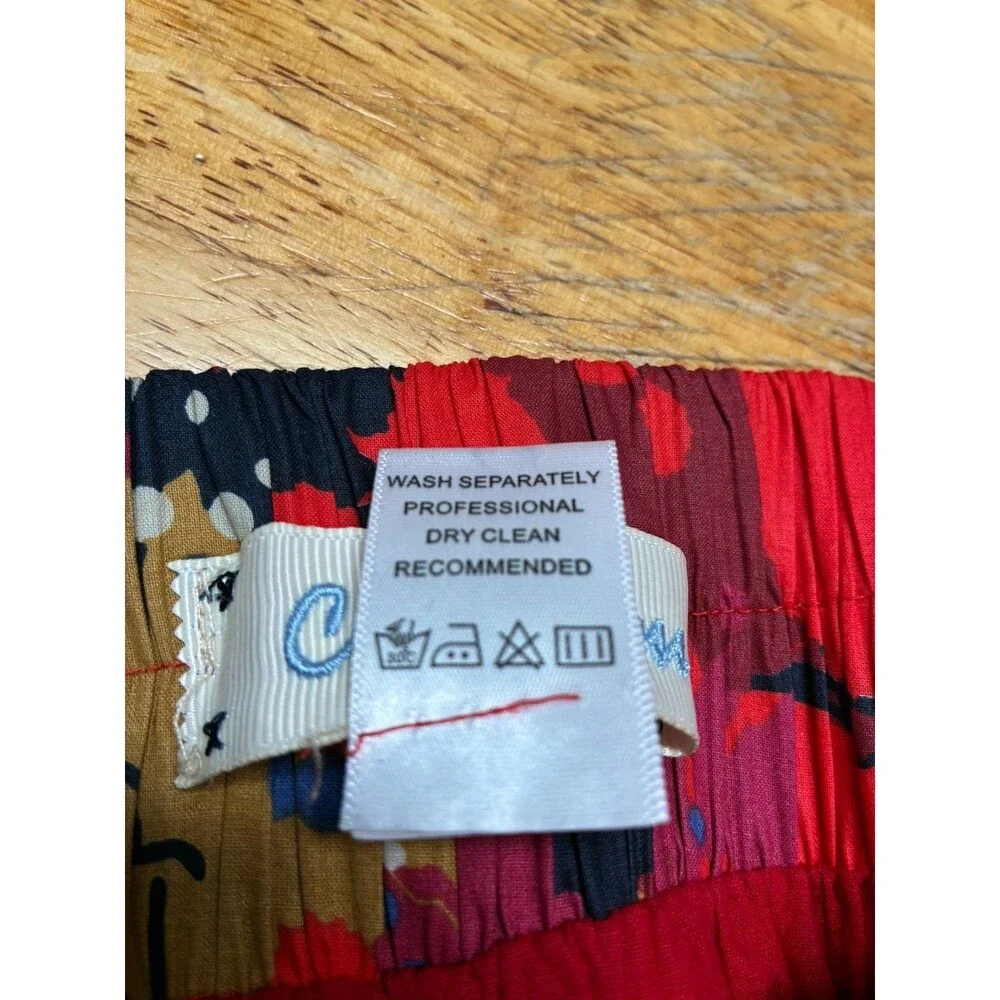 Criss Cross Bold Artsy Abstract Summer Floral Cotton Mini Skirt Size M